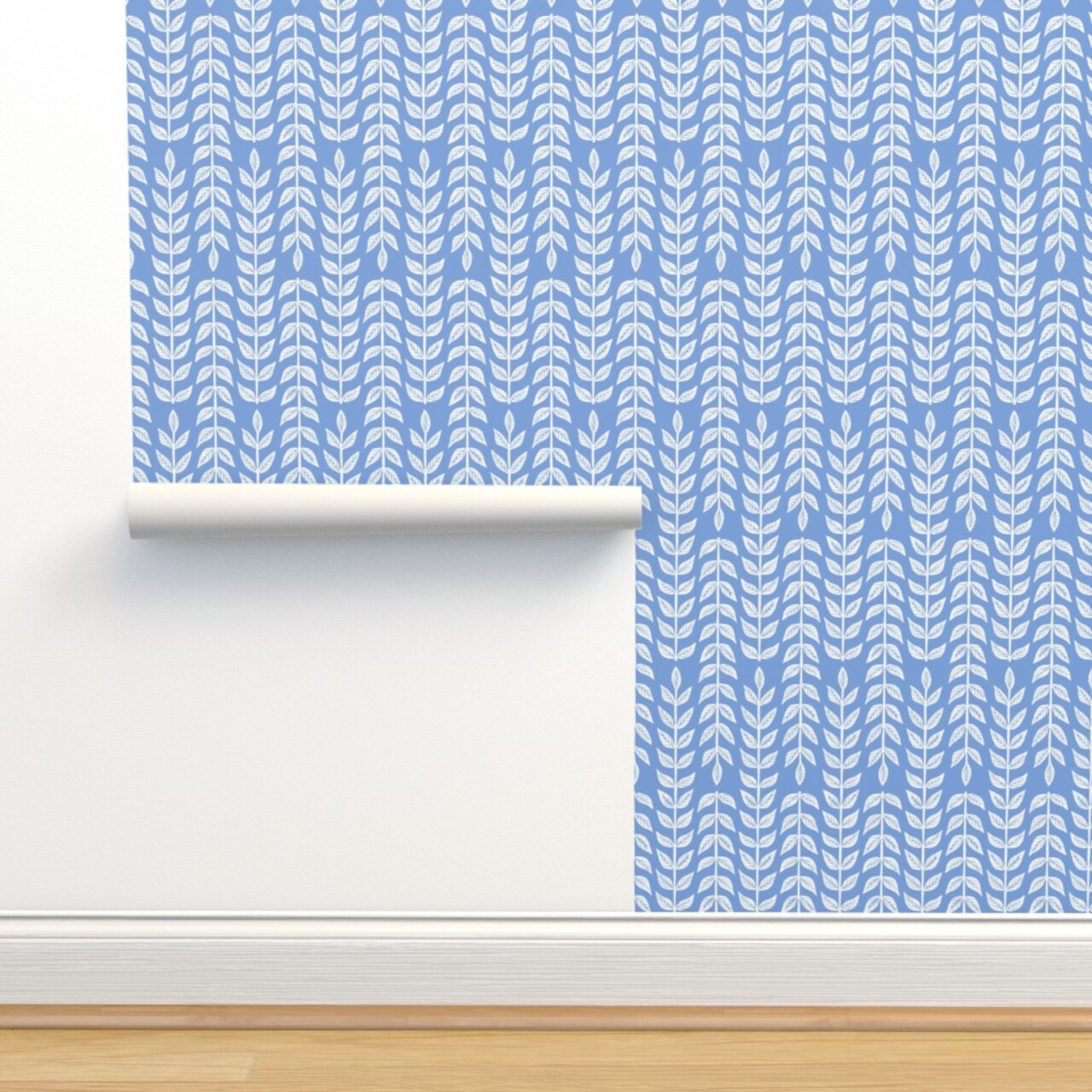 Blue Botanical Chinoiserie Jasper Traditional Classic Farmhouse Antique Custom Removable Wallpaper by Spoonflower Peel & Stick Wallpaper 2FT Wide